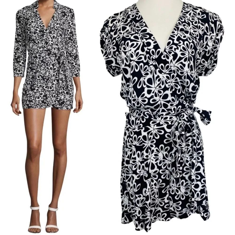 NEW Diane Von Furstenberg Purdette Black Halo Floral Romper Vacation Jumpsuit